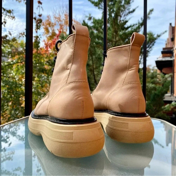 New Free People Platform Ankle Boots Shoes Mara Lace Up in Brown Tan Womens US 9 - Picture 7 of 13